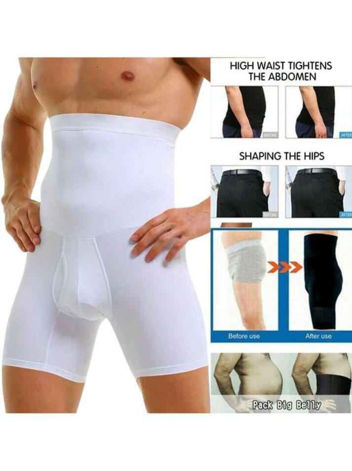 Men's High-Waist Compression Shapewear Shorts – Tummy Control & Thigh Slimming Body Shaper